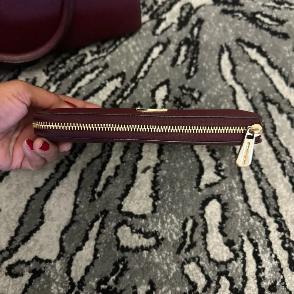 Michael Kors Burgundy Salma Medium Handbag and Wallet Set